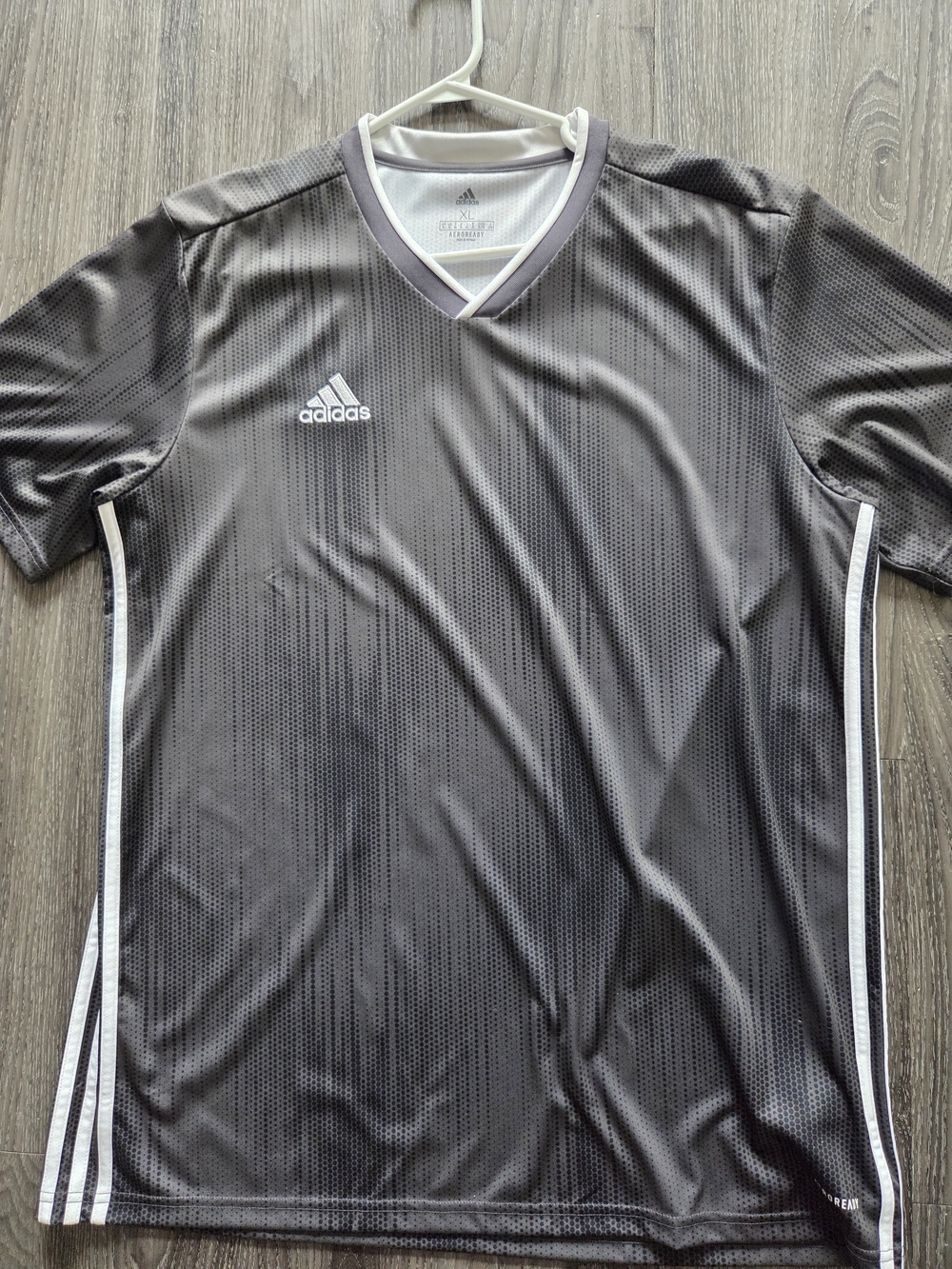 adidas Men’s Black V-Neck Soccer Jersey with White Trim